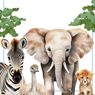 Wild One Animal Safari Baby Shower Invitation