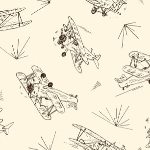 Roaring Art Deco Bi-planes - sketched pattern.   Round Paper Coaster