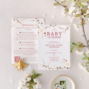 All in One Baby in Bloom QR Code Shower Invitation