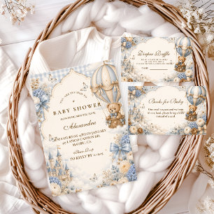Elegant Brown And Blue Bear Books for Baby Enclosure Card