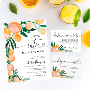 Modern Citrus Orange Books for Baby Shower Enclosure Card