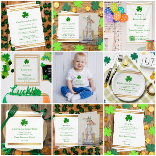 Stylish Gold Foil St. Patrick's Day 1st Birthday Invitation