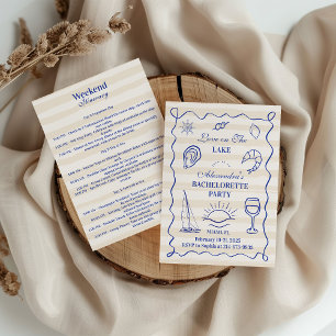 Blue Nautical Lake Bachelorette Party Itinerary Invitation