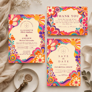 Groovy Retro 60s Wedding Enclosure Card