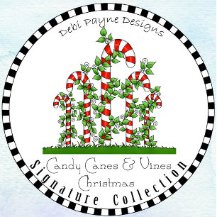 Candy Canes and Vines Christmas Greeting Cards