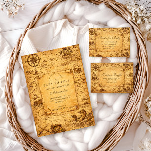 Vintage Pirate Treasure Map Baby Shower Napkin