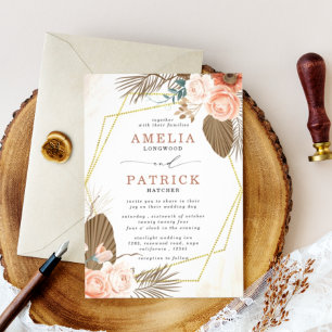 Custom Monogrammed Terracotta Rustic Boho Wedding Invitation