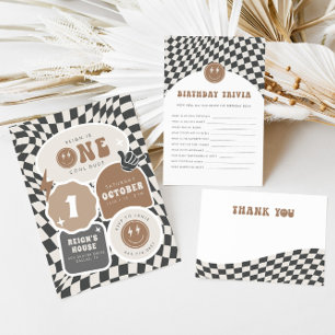 One Cool Dude   Boys 1st Retro Skater Birthday Invitation