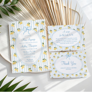 Italian Lemon Blue Bow  Paper Plates