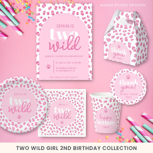 Two Wild Girl Second Birthday Invitation