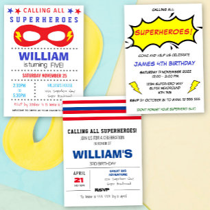 Colour Comics Inspired SuperHero Birthday Party Invitation