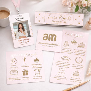 Elegant Crown Pattern Pink Desk Name Plate