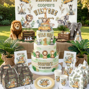 Wild one jungle first birthday party Invitation