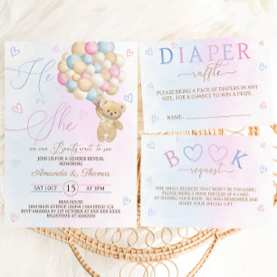 Pink Blue Gender Reveal Baby Shower Diaper Raffle Enclosure Card