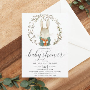 Vintage Rabbit Baby Shower Invitation Card