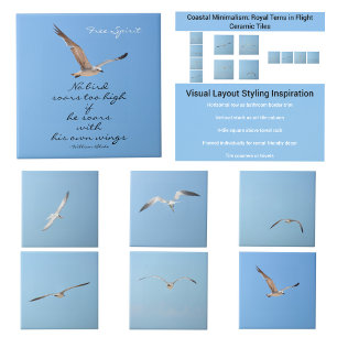Royal Tern in Flight Blue Sky Coastal Ceramic Tile