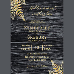 Chic Modern Rustic Golden Moments Endless Love Invitation