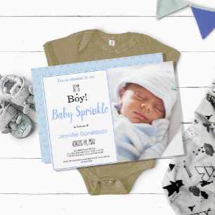 It's a Boy! Blue Baby Sprinkle Photo Invitation
