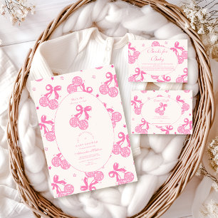 Chic Coquette Cherry on Top Baby Shower Invitation