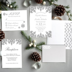 Silver Snowflake Winter Wedding Invitation
