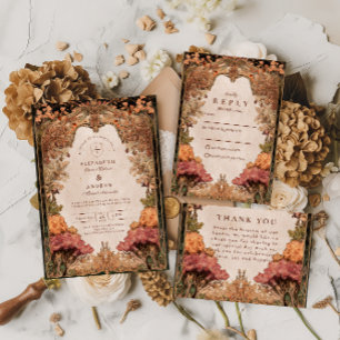 Vintage Autumn Woodland Wedding Invitation