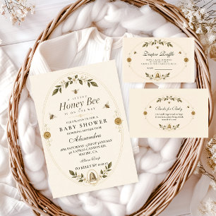 Botanical Honey Bee Baby Shower Books for Baby Enclosure Card