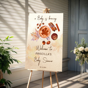 Baby is brewing fall autumn baby shower favour classic round sticker