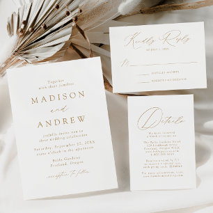 Modern Elegant We Do Gold Script Wedding Invitation