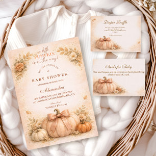 Coquette Bow Pumpkin Fall Baby Shower Invitation