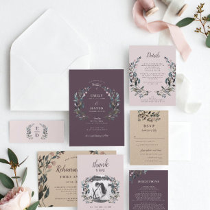 Garden Crest   Rustic Kraft  Floral Square Wedding Invitation