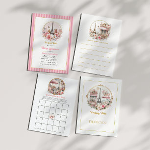 Parisian Bonjour Bébé Pink French Café Baby Shower Thank You Card