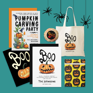 Spooky Black Pumpkins Yellow Halloween Pattern   Wrapping Paper