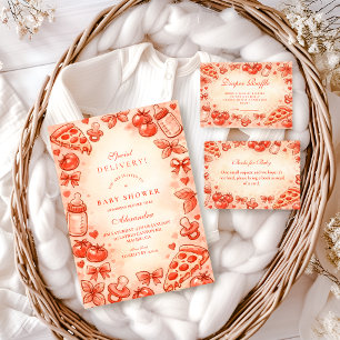 Special Delivery Pizza Baby Shower Diapper Raffle Enclosure Card