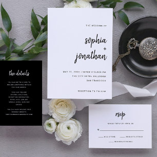 Modern Minimalist Script   Wedding Invitation