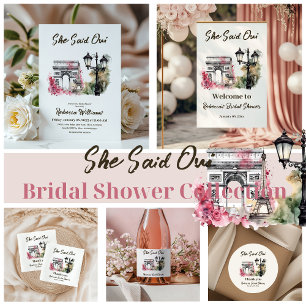 She Said Oui Paris Bridal Shower Parisian Brunch Classic Round Sticker