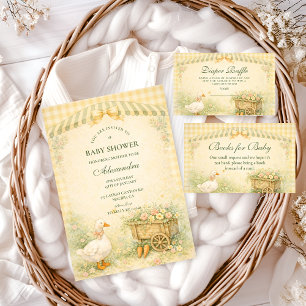 Vintage Storybook Silly Goose Diapper Raffle Enclosure Card