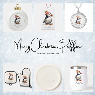 Christmas Puffin, customisable Large Gift Bag