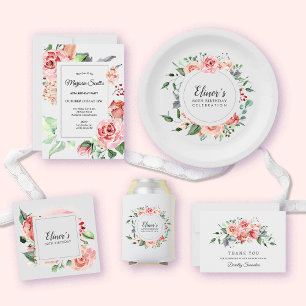 Elegant Pink Rose Floral 60th Birthday Napkin