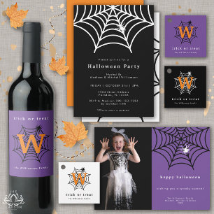 Halloween Spider Web Modern Simple Party Photo  Invitation