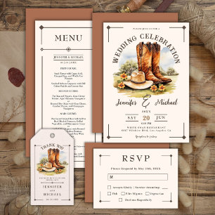Western Cowboy Rodeo Boots Country Wedding Invitation