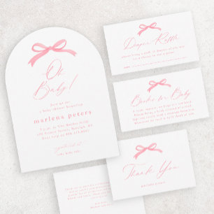 Elegant Pink Bow Girls Baby Shower Thank You Card