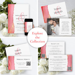 Modern Bright Pink Wedding Invitation