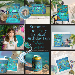 Summer Pool Fun Party   Birthday Invitation