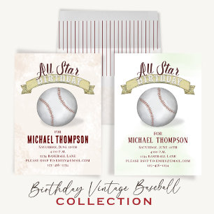 Baseball Vintage All Star QR Code Social Media Invitation