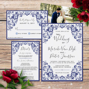 Delfts Blauw   Delft Blue Dutch Wedding Details Invitation