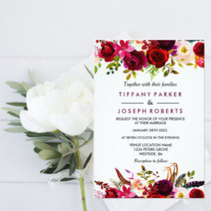 Burgundy Boho Floral WE STILL DO vow renewal Invitation