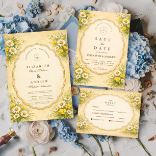 Vintage Daisy Garden Wedding Invitation