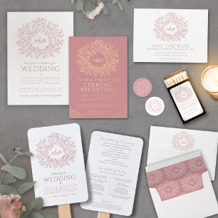 Blush pink gold monogram wedding rehearsal dinner