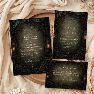 Enchanted Goth Forest Wedding Thank You Card