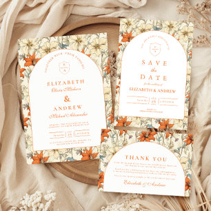 Autumn Floral Arch Wedding Save The Date